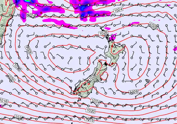New Zealand forecast chart for Wednesday, April 29th, 2026 at 6:00 AM