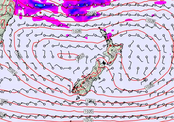 New Zealand forecast chart for Wednesday, April 29th, 2026 at 12:00 PM