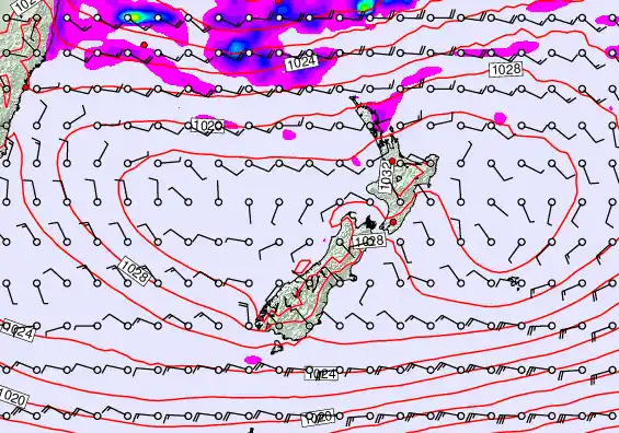 New Zealand forecast chart for Wednesday, April 29th, 2026 at 6:00 PM