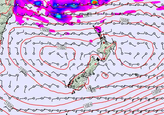 New Zealand forecast chart for Thursday, April 30th, 2026 at 12:00 AM