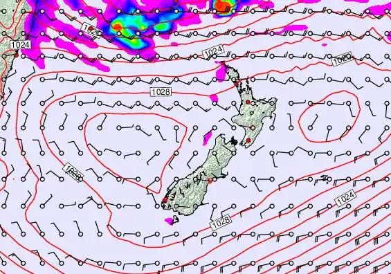 New Zealand forecast chart for Thursday, April 30th, 2026 at 6:00 AM