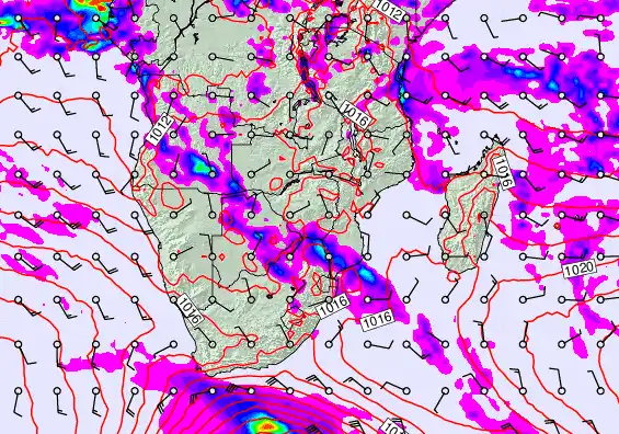 South Africa forecast chart for Tuesday, April 21st, 2026 at 6:00 AM