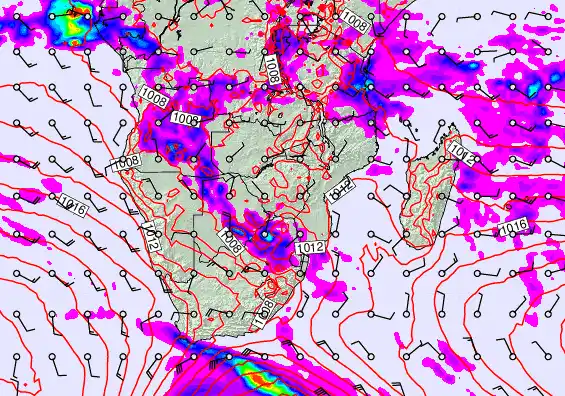 South Africa forecast chart for Tuesday, April 21st, 2026 at 12:00 PM