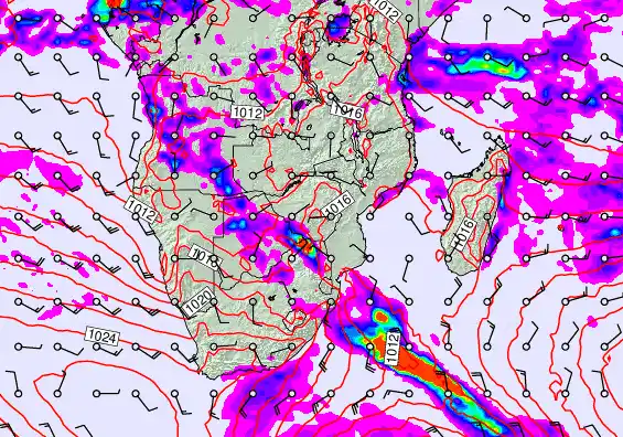 South Africa forecast chart for Wednesday, April 22nd, 2026 at 6:00 AM