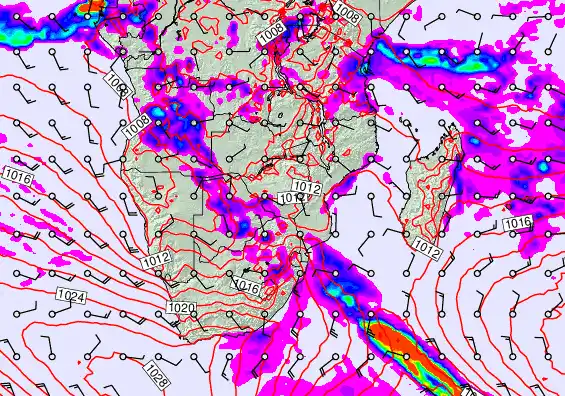 South Africa forecast chart for Wednesday, April 22nd, 2026 at 12:00 PM