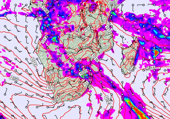 South Africa forecast chart for Thursday, April 23rd, 2026 at 12:00 AM