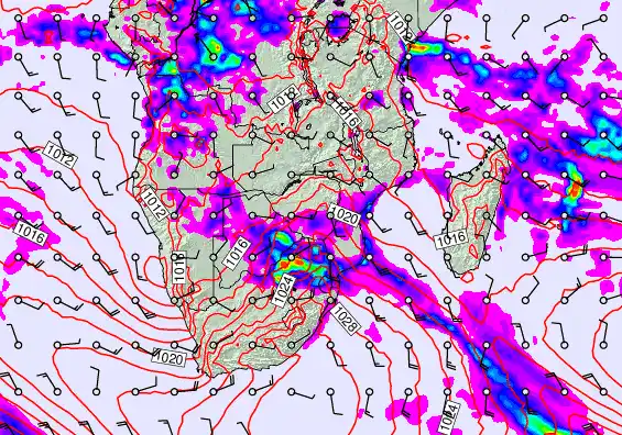 South Africa forecast chart for Thursday, April 23rd, 2026 at 6:00 AM