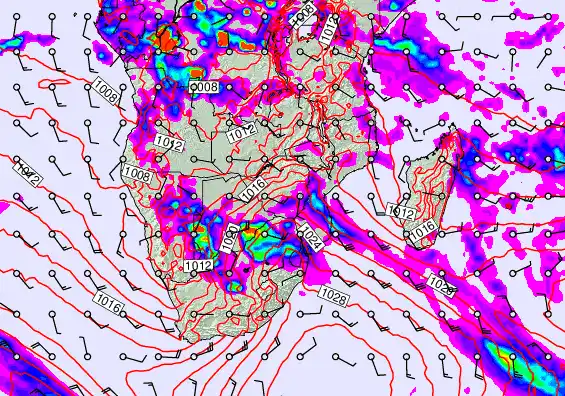 South Africa forecast chart for Thursday, April 23rd, 2026 at 6:00 PM