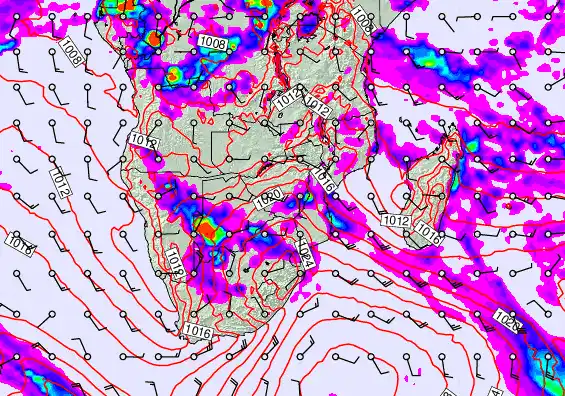 South Africa forecast chart for Friday, April 24th, 2026 at 12:00 AM