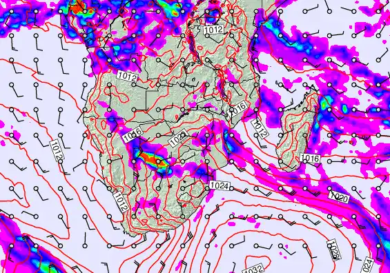 South Africa forecast chart for Friday, April 24th, 2026 at 6:00 AM