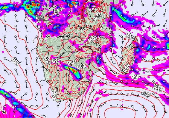 South Africa forecast chart for Friday, April 24th, 2026 at 12:00 PM