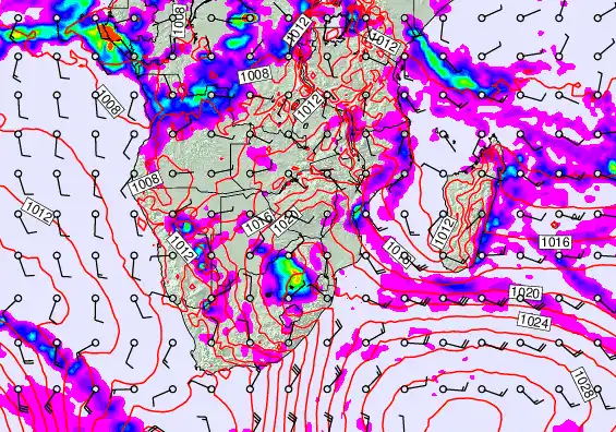 South Africa forecast chart for Friday, April 24th, 2026 at 6:00 PM