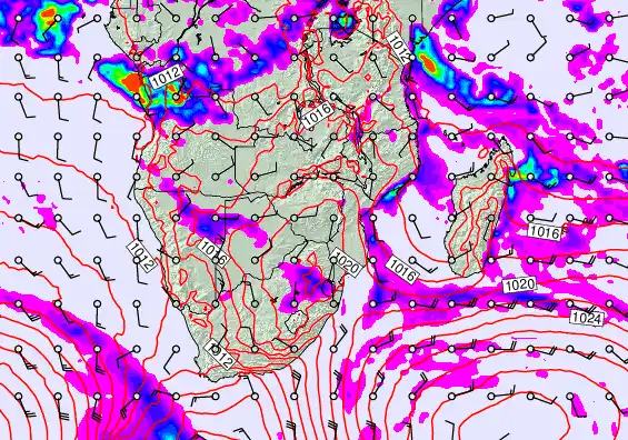 South Africa forecast chart for Saturday, April 25th, 2026 at 6:00 AM