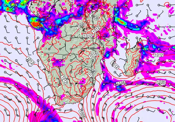South Africa forecast chart for Saturday, April 25th, 2026 at 12:00 PM