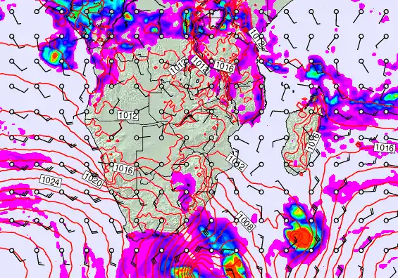 South Africa forecast chart for Sunday, April 26th, 2026 at 6:00 PM