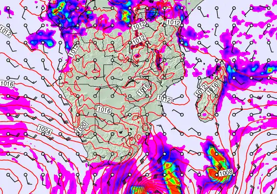 South Africa forecast chart for Monday, April 27th, 2026 at 12:00 AM