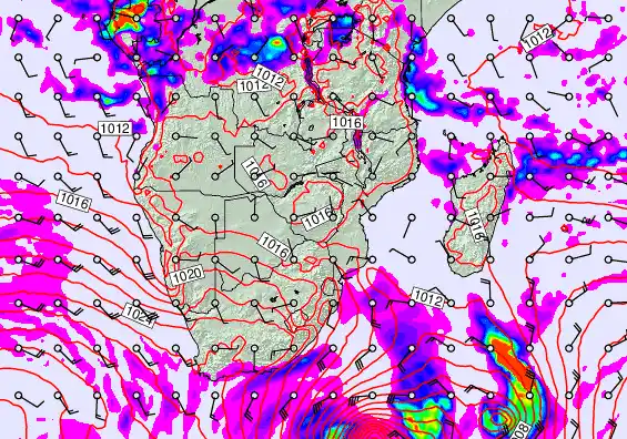 South Africa forecast chart for Monday, April 27th, 2026 at 6:00 AM