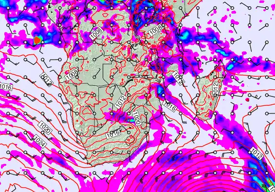 South Africa forecast chart for Tuesday, April 28th, 2026 at 12:00 PM