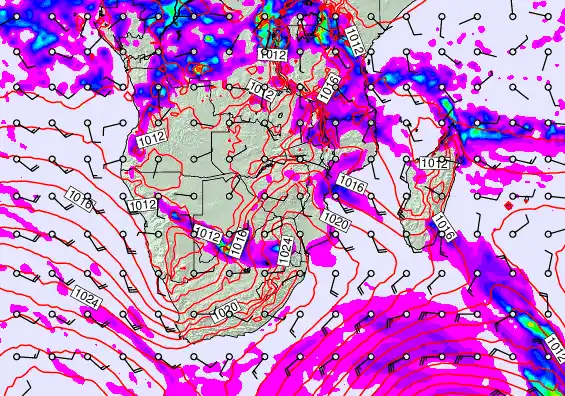 South Africa forecast chart for Tuesday, April 28th, 2026 at 6:00 PM