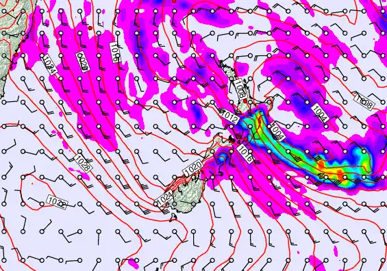 New Zealand forecast chart for Tuesday, April 21st, 2026 at 12:00 PM
