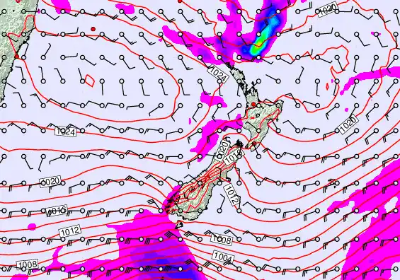 New Zealand forecast chart for Sunday, April 26th, 2026 at 12:00 AM