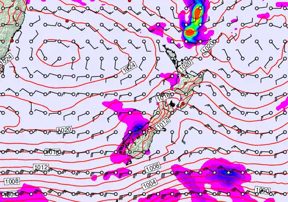 New Zealand forecast chart for Sunday, April 26th, 2026 at 12:00 PM