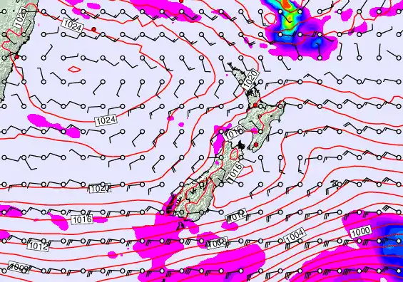New Zealand forecast chart for Monday, April 27th, 2026 at 12:00 AM