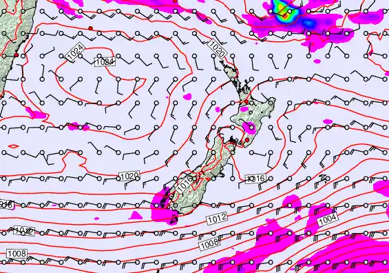 New Zealand forecast chart for Monday, April 27th, 2026 at 6:00 AM