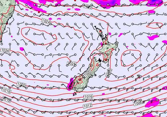 New Zealand forecast chart for Tuesday, April 28th, 2026 at 12:00 AM