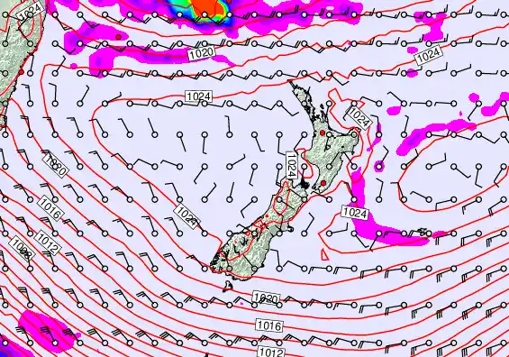 New Zealand forecast chart for Tuesday, April 28th, 2026 at 6:00 PM