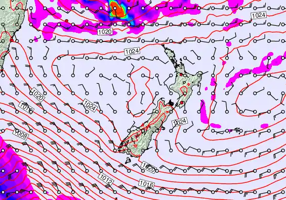 New Zealand forecast chart for Wednesday, April 29th, 2026 at 12:00 AM