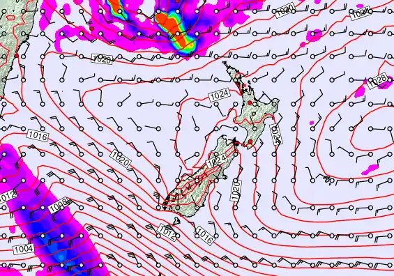 New Zealand forecast chart for Wednesday, April 29th, 2026 at 6:00 AM