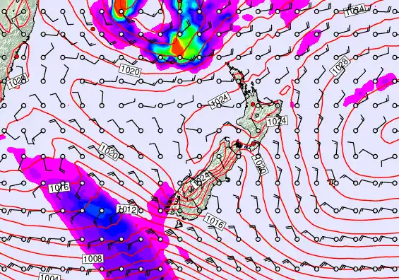 New Zealand forecast chart for Wednesday, April 29th, 2026 at 12:00 PM