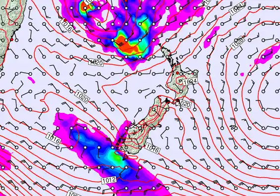 New Zealand forecast chart for Wednesday, April 29th, 2026 at 6:00 PM