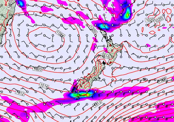 New Zealand forecast chart for Sunday, April 26th, 2026 at 6:00 AM