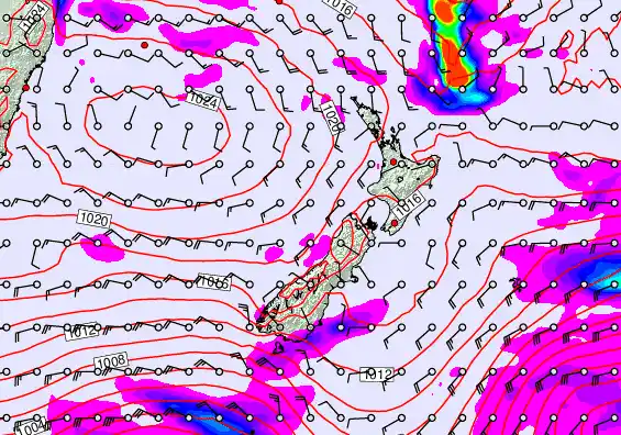 New Zealand forecast chart for Sunday, April 26th, 2026 at 6:00 PM