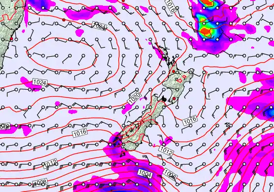 New Zealand forecast chart for Monday, April 27th, 2026 at 12:00 AM