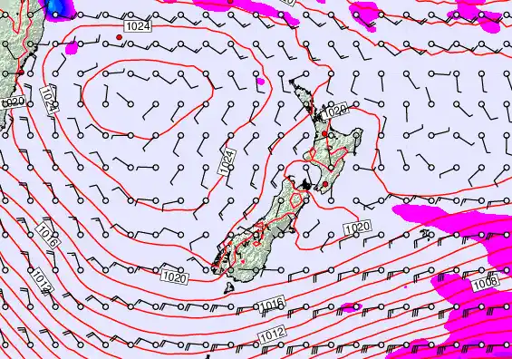 New Zealand forecast chart for Tuesday, April 28th, 2026 at 6:00 AM