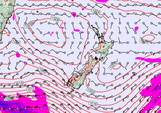 New Zealand forecast chart for Wednesday, April 29th, 2026 at 12:00 AM