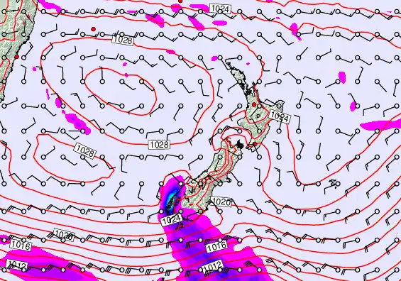 New Zealand forecast chart for Wednesday, April 29th, 2026 at 12:00 PM