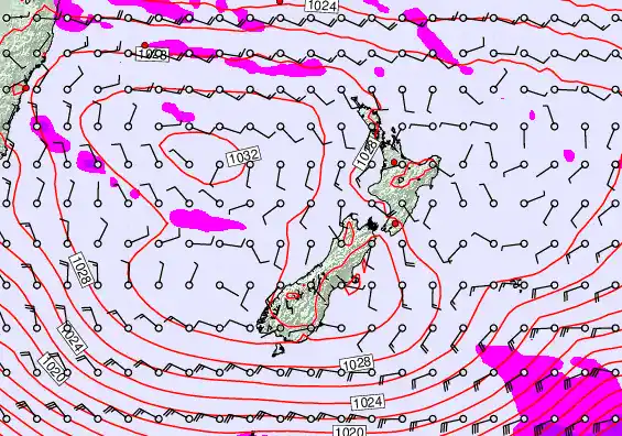 New Zealand forecast chart for Thursday, April 30th, 2026 at 12:00 AM