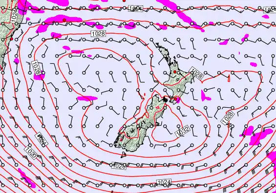 New Zealand forecast chart for Thursday, April 30th, 2026 at 6:00 AM