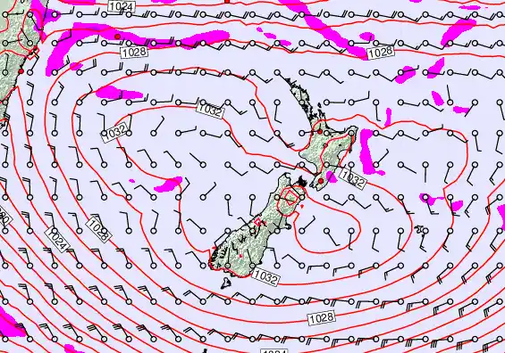 New Zealand forecast chart for Thursday, April 30th, 2026 at 12:00 PM