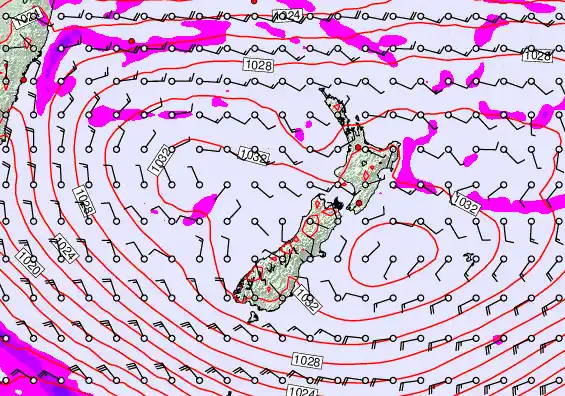 New Zealand forecast chart for Thursday, April 30th, 2026 at 6:00 PM