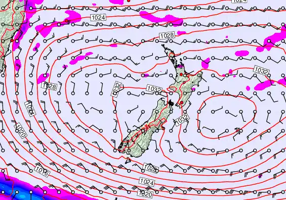 New Zealand forecast chart for Friday, May 1st, 2026 at 6:00 AM