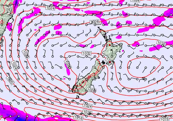 New Zealand forecast chart for Friday, May 1st, 2026 at 12:00 PM