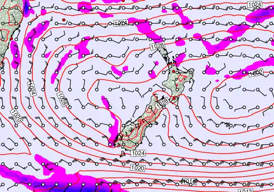 New Zealand forecast chart for Friday, May 1st, 2026 at 6:00 PM