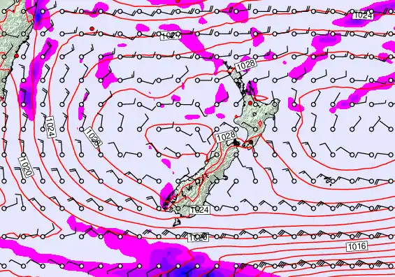 New Zealand forecast chart for Saturday, May 2nd, 2026 at 12:00 AM