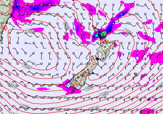 New Zealand forecast chart for Friday, April 24th, 2026 at 12:00 AM