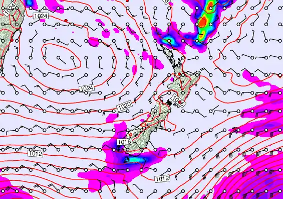New Zealand forecast chart for Sunday, April 26th, 2026 at 12:00 PM